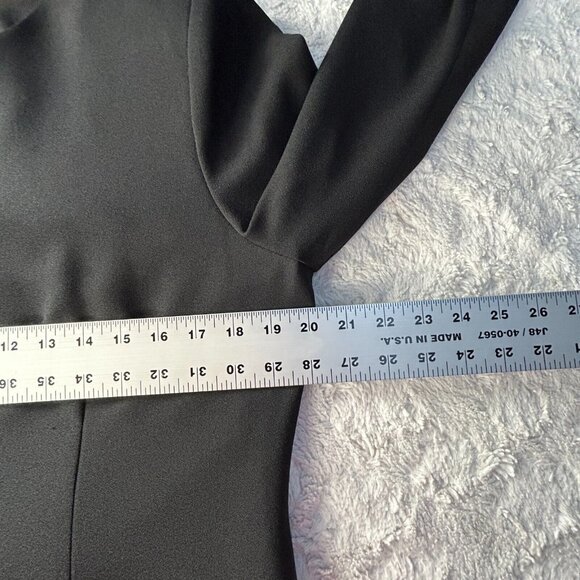 Vintage Henry Lee Career Shift Dress Size 10P Black Gold Buckle Waist Zip Back - Picture 6 of 9